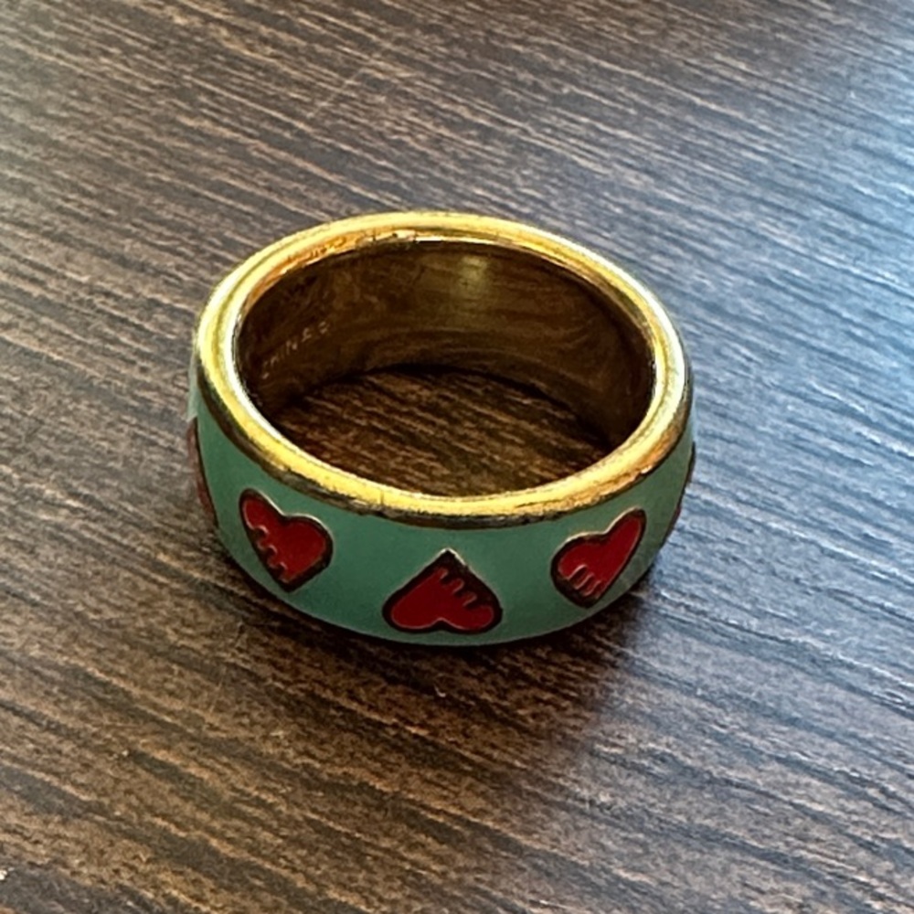 Coach Heart Band Enamel Ring